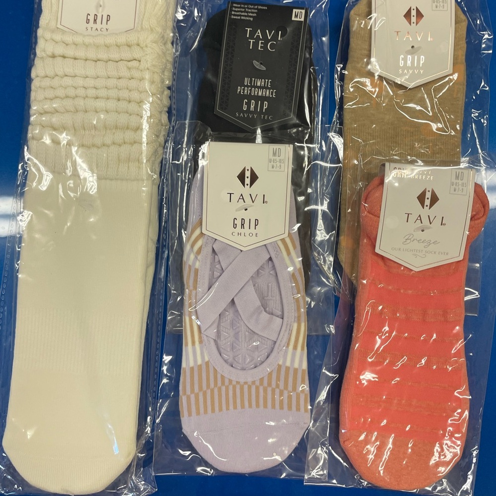 Tavi Noir Women's Grip Socks - Cream, Purple, Orange